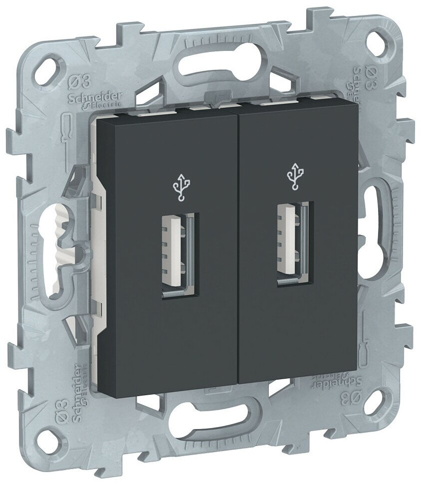 USB-розетка двухместная Schneider Electric Unica NEW антрацит NU542754
