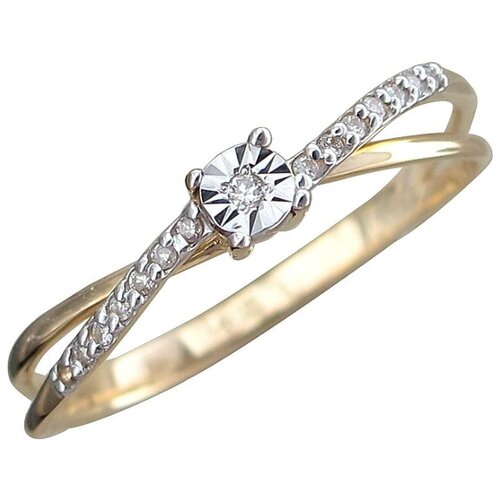 фото Эстет кольцо с 15 бриллиантами из комбинированного золота 01к6612254ж, размер 16