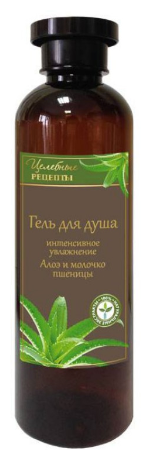 Гель для душа Целебные рецепты Алоэ и молочко пшеницыалоэ, 400 мл, 430 г