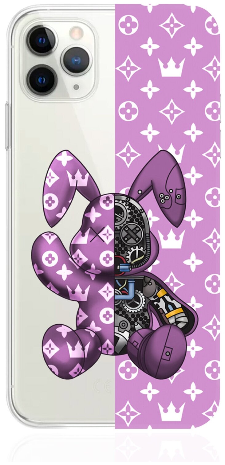 Прозрачный силиконовый чехол MustHaveCase для iPhone 11 Pro Max Bunny Розовый для Айфон 11 Про Макс Противоударный