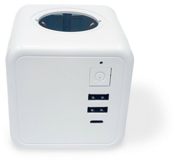 GN1205 Разветвитель Cube Original 4 Euro 16A, 3 USB 2A+C с блоком 5В/3.0А RocketSocket, цвет белый-серый Ливолотач - фотография № 5