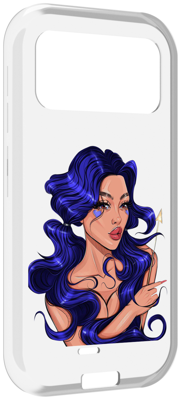 Чехол MyPads красивая-девушка-с-синими-волосами женский для Oukitel F150 H2022 задняя-панель-накладка-бампер