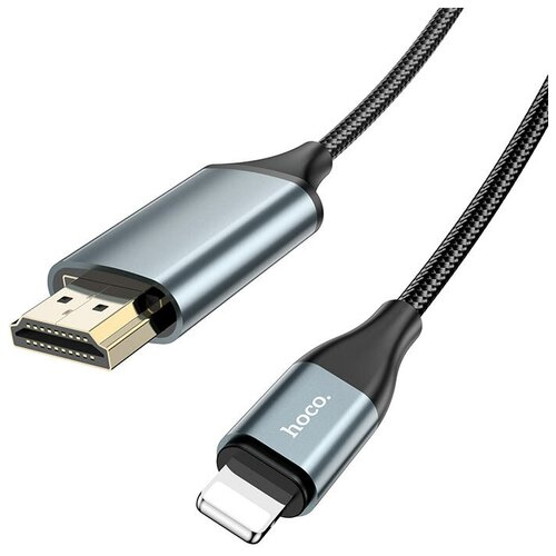 Кабель-переходник Hoco UA15 HDMI на Lightning 2 м, серый металлик ua15 кабель lightning на hdmi