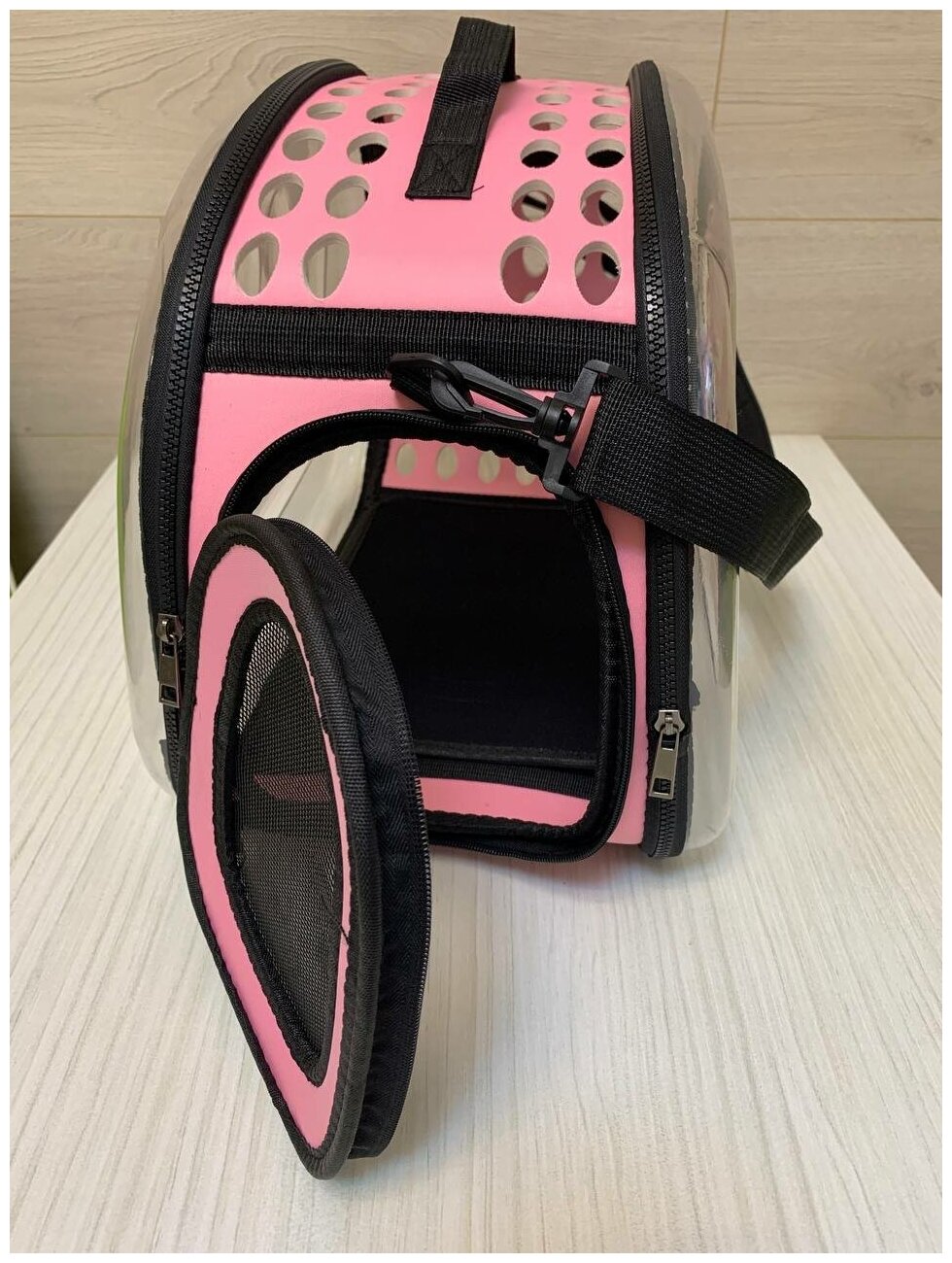 Складная сумка-переноска для животных, размер 45*28*34 см, цвет розовый - фотография № 6