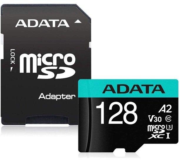 Карта памяти 128Gb MicroSD ADATA Premier Pro + SD адаптер (AUSDX128GUI3V30SA2-RA1)