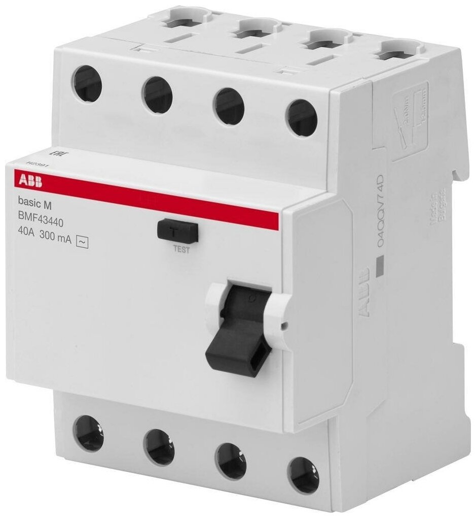 УЗО ABB Basic M 4P 40А 0.5 кА, 30 мА ( AC ), 2CSF604041R1400 - фотография № 1