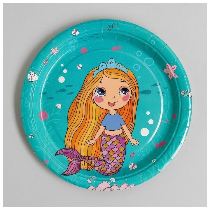 Тарелки бумажные Русалочка, 18 см — фото 1