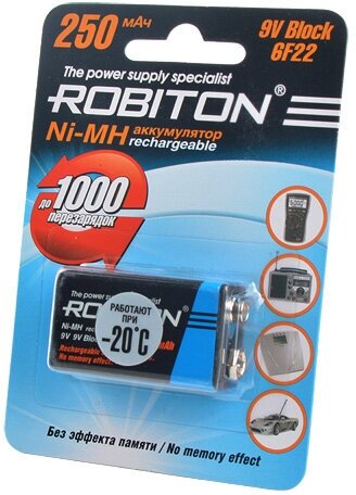 Аккумулятор Крона - Robiton 250mAh 250MH9-1 BL1 (1 штука) 8801