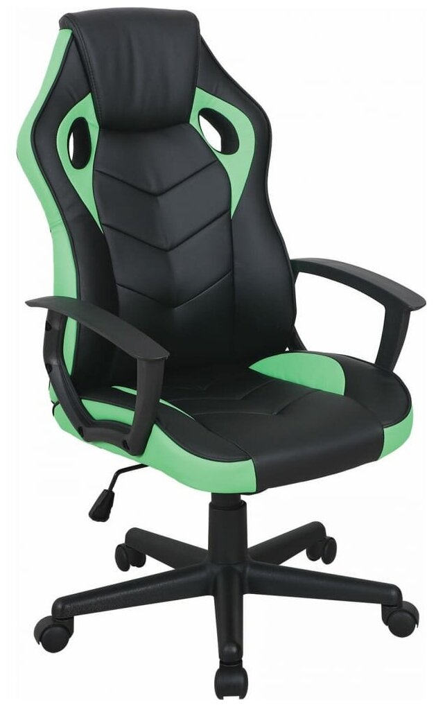 Кресло игровое BRABIX Fighter GM-008, экокожа, черное/зеленое