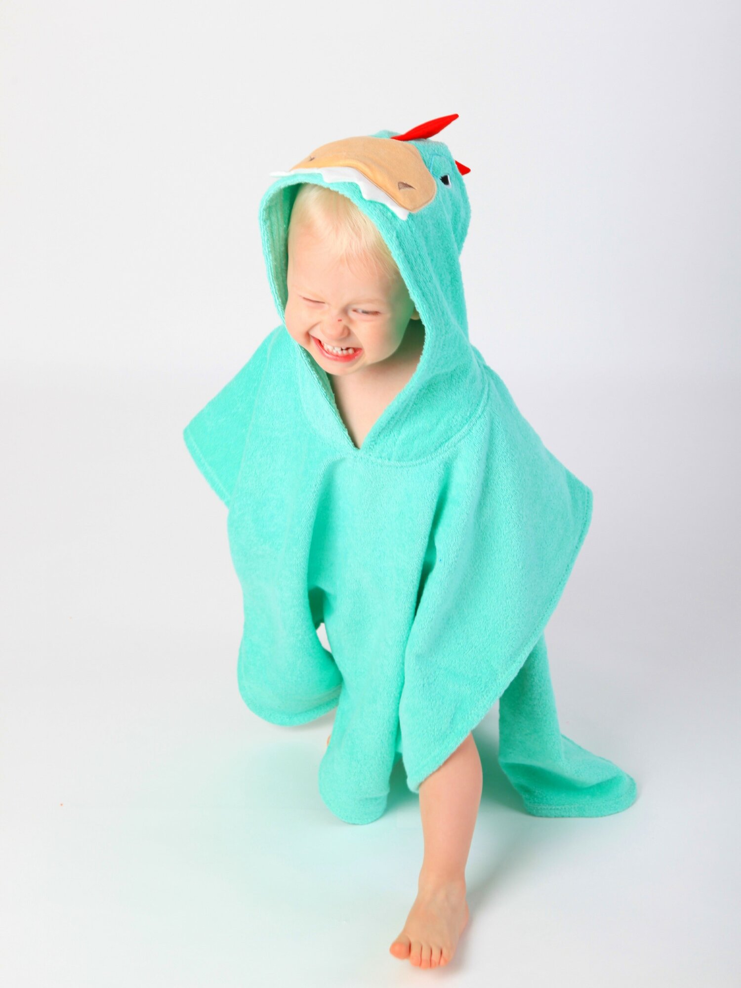Полотенце-пончо Fluffy Bunny Дракон, цвет Светло-зеленый, Размер 132Х67см, 100% хлопок, 380гр/м2