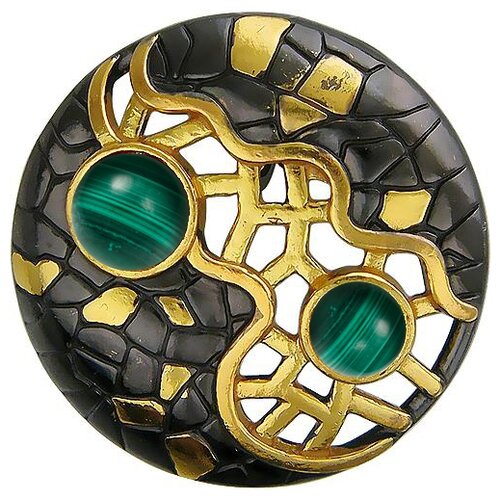 фото Эстет подвеска с малахитами из чернёного серебра с позолотой 51п451343пч