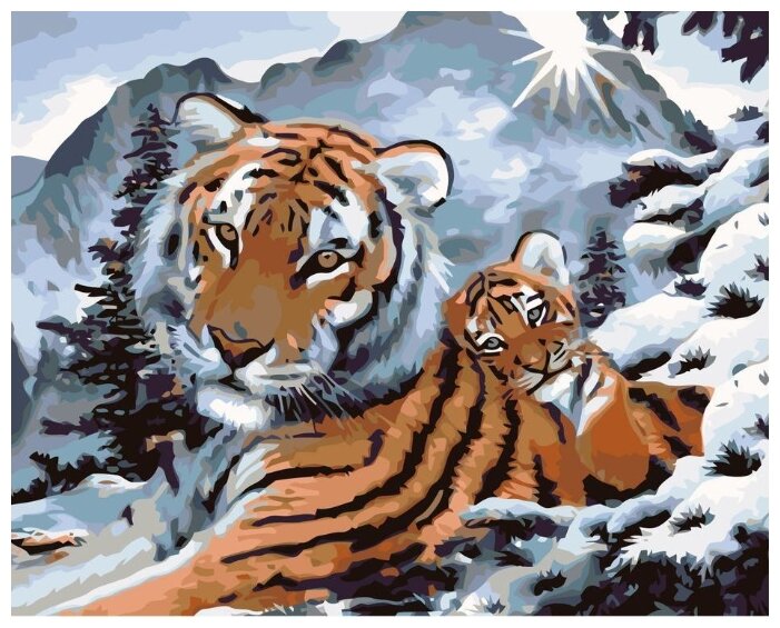 Картина по номерам "Тигрица с тигрёнком", 40x50 см