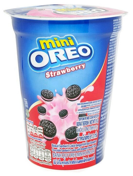 Печенье Oreo мини с клубничным кремом, стакан 61,3 г