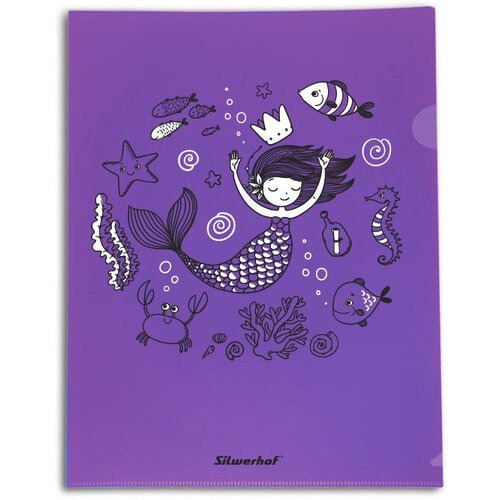 Папка-уголок Silwerhof Mermaid 255174 гладкий A4 пластик фиолетовый