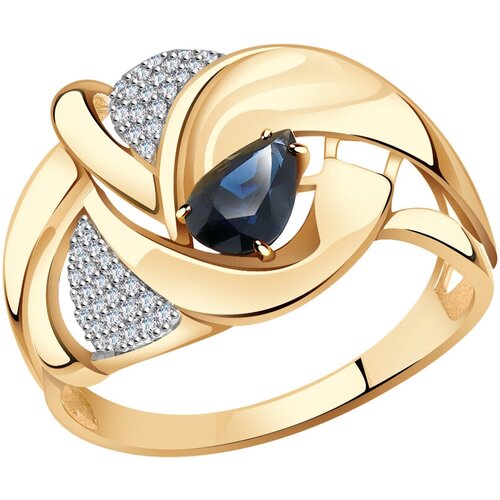 Кольцо Diamant online, золото, 585 проба, бриллиант, сапфир, размер 18 кольцо из золота с бриллиантом и сапфиром звездчатым 11 0514 1400 размер 17 5 мм