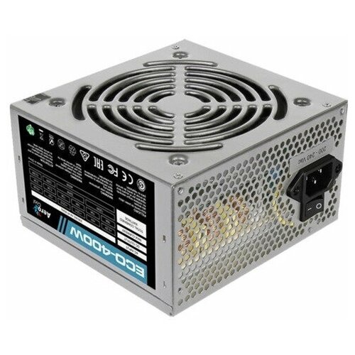 Aerocool 400W Retail ECO-400W ATX v23 Haswell fan 12cm 400mm cable power cord 204P 12V 4P 1x PCI-E 6P 2x SATA 2x PATA 1x FDD 258300₽