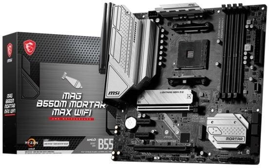 Материнская плата MSI MAG B550M MORTAR MAX WIFI Socket AM4 AMD B550 4xDDR4 2xPCI-E 16x 2xPCI-E 1x 6xSATA III mATX Retail