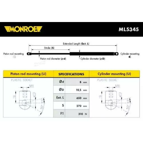 MONROE ML5345 Газовый упор