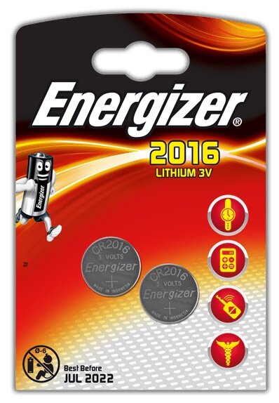 Батарейка CR2016 3В литиевая Energizer в блистере 2шт.