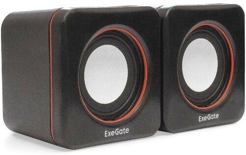 Колонки ExeGate Disco 160 питание от usb, 6 Вт чёрные, с красной окантовкой, серебристый диффузор