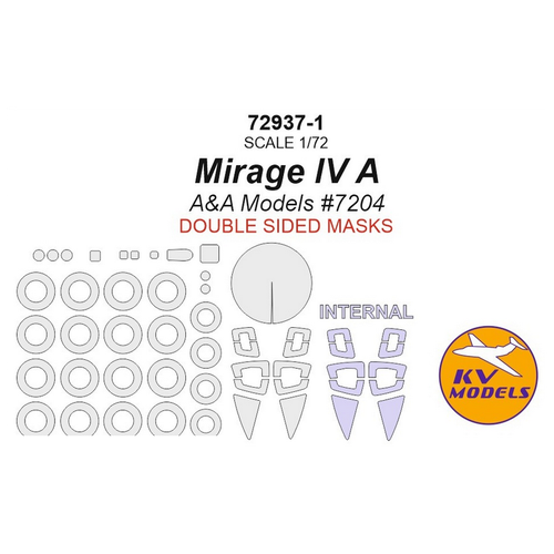 72937-1KV Окрасочная маска Mirage IV A (A&A Models #7204) - двусторонние маски + маски на диски и колеса 48088 1kv окрасочная маска boulton paul defiant f1 trumpeter 02899 двусторонние маски маски на диски и колеса