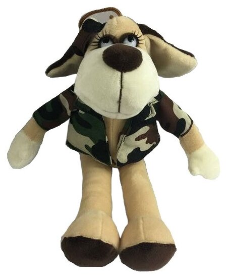 Мягкая игрушка Teddy Собака в камуфляжном костюме, 18 см - фото №1