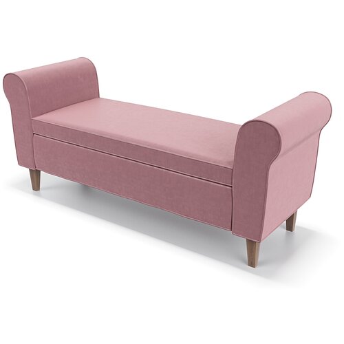 Скамья банкетка Soft Element Зельт 4 с мягким сидением, в прихожую, в спальню, замша, розовый, стиль современная классика