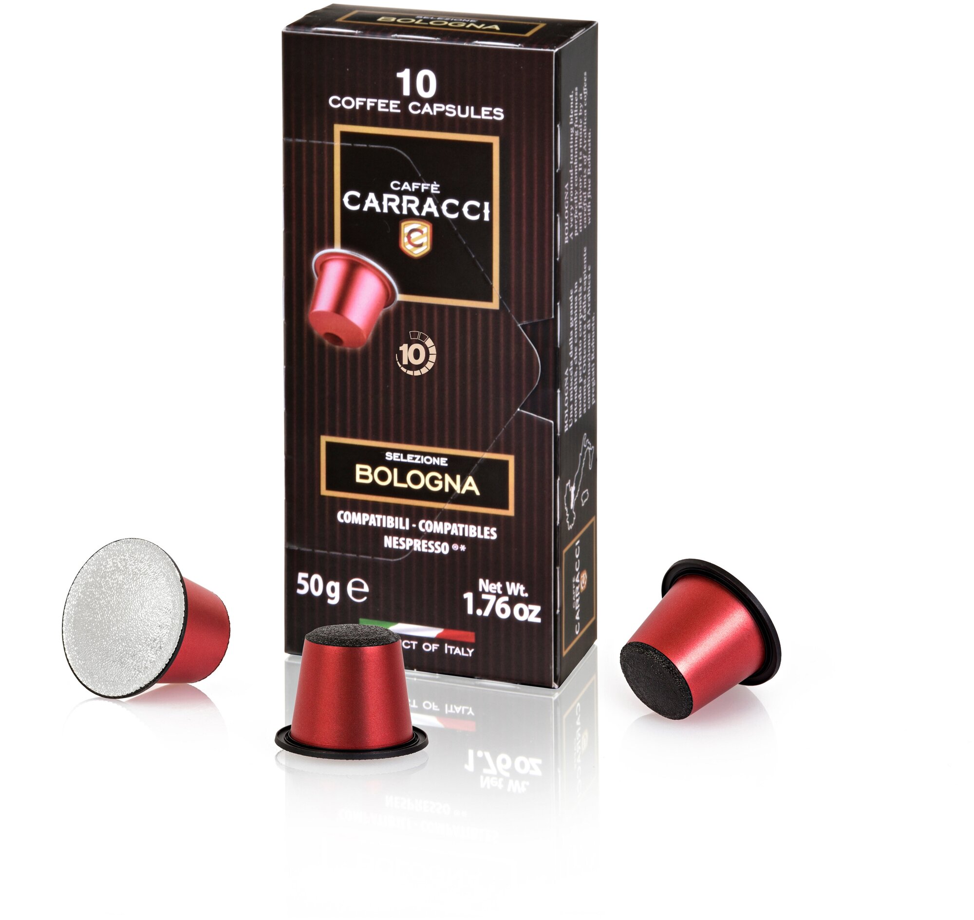 Кофе в капсулах "Carracci" Nespresso Болонья 50 грамм, 10 капсул