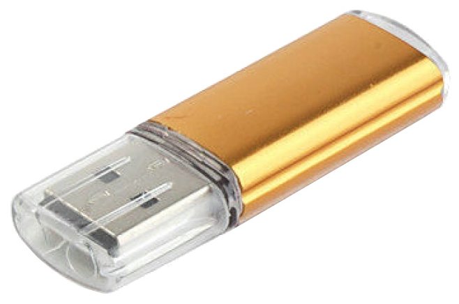 Металлическая флешка с прозрачным колпачком (64 Гб / GB USB 2.0 Золотой/Gold 018 Флеш накопитель apexto U307B)