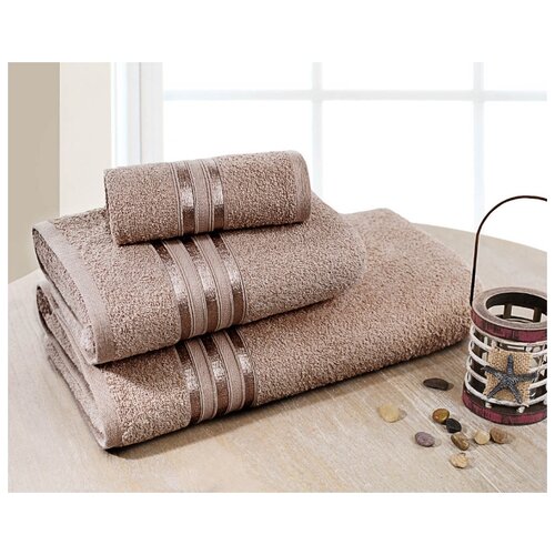 фото Доми набор из 3-х полотенец harmonika цвет: коричневый 33х50 см, 50х80 см, 70х130 см dome