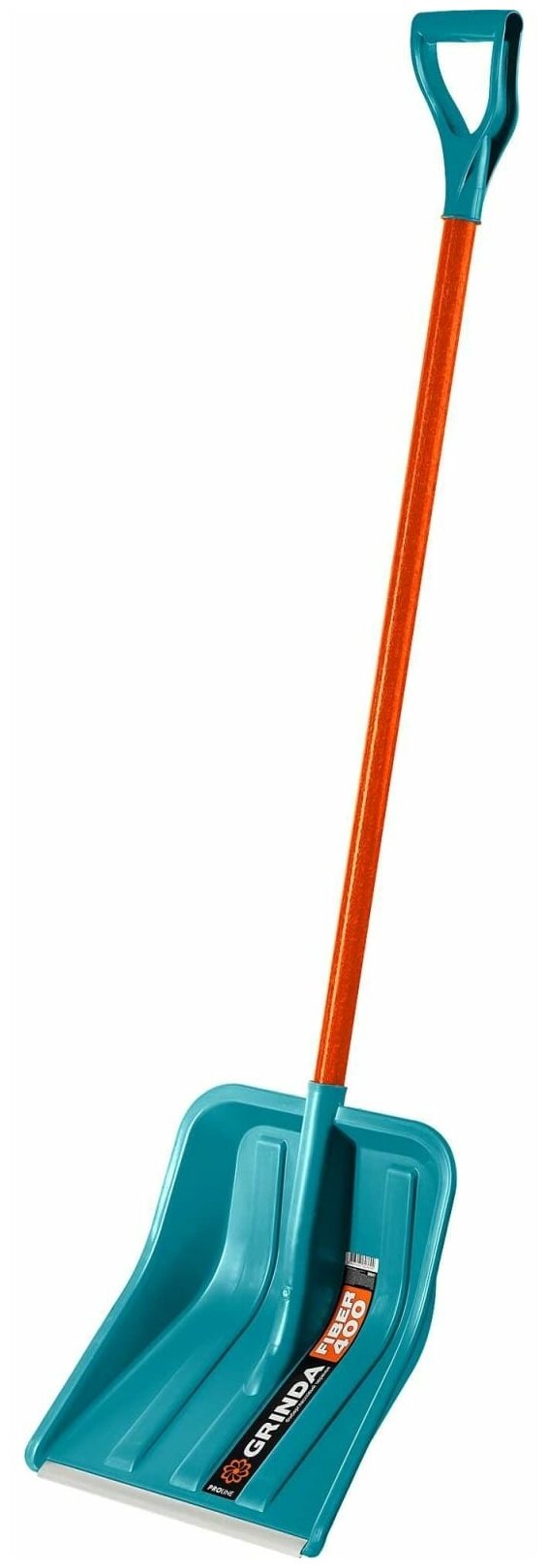 Снеговая лопата PROLine FIBER-400 400 мм пластиковая с алюминиевой планкой, особопрочный легкий черенок из фибергласса, V-ручка GRINDA 39941