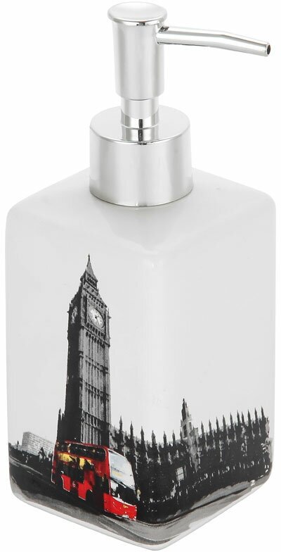 Дозатор для жидкого мыла Рыжий кот Лондон DIS-L 002904, белый/серый