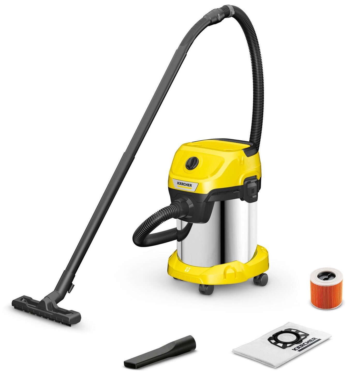 Хозяйственный пылесос Karcher WD 3 S V-17 4 20 (1000 Вт 17 л)(1.628-135.0) + Фильтр-мешки для пылесосов серии WD 2/3 SE 4001/4002 4 шт (SET)