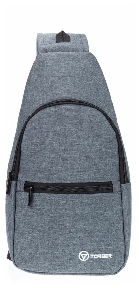 Рюкзак TORBER с одним плечевым ремнем, серый, полиэстер 300D, T062-GRE