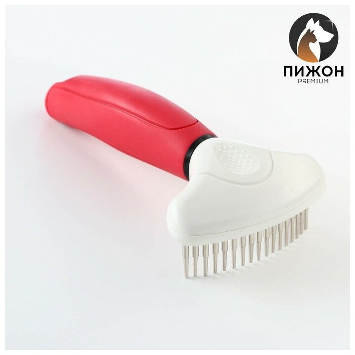 Пижон Расчёска для шерсти с вращающимися зубчиками Пижон Premium, 9,5 х 17 см, красная