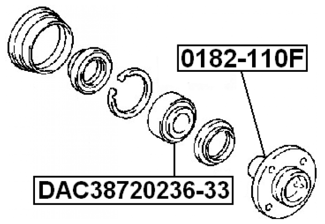 Подшипник ступичный передний Febest DAC38720236-33