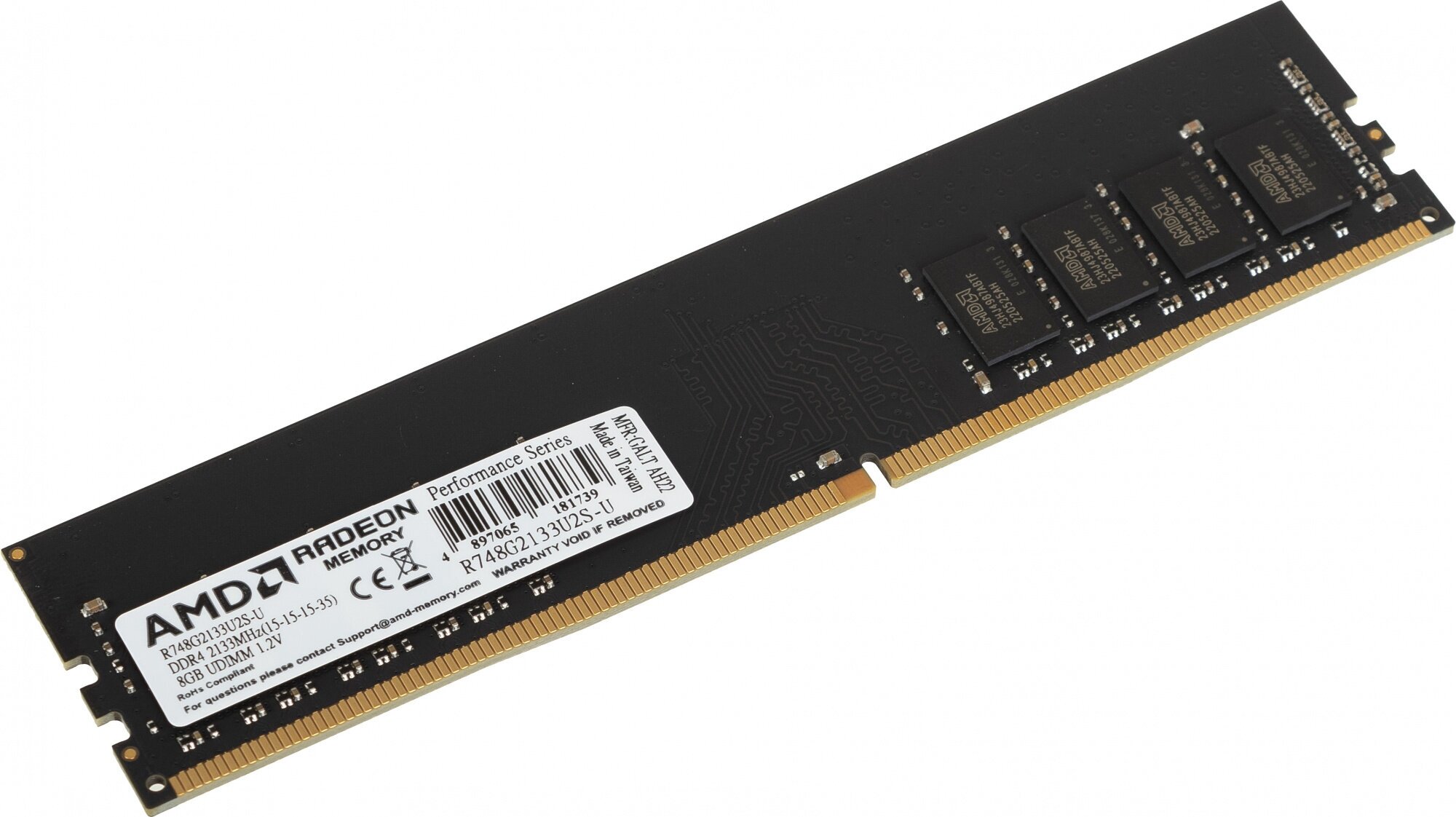 Оперативная память AMD Radeon R7 Performance Series DDR4 - 8GB, 2133 МГц, DIMM, CL15, RTL (r748g2133u2s-u)