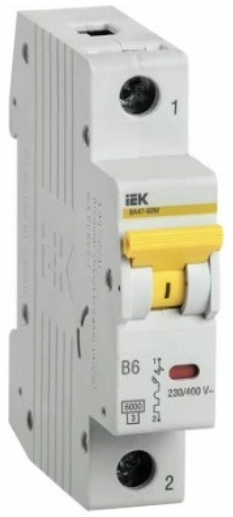 Выключатель автоматический ВА47-60M 1Р 6А 6кА B Упаковка (12 шт.) IEK - фото №2