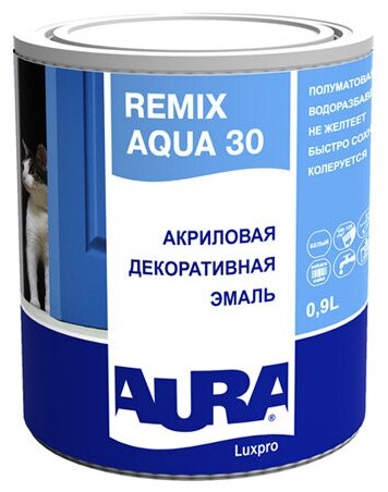 Эмаль акриловая aura luxpro remix aqua 30 0,9л, арт.4607003915780