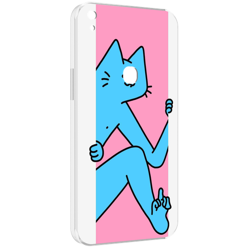 Чехол MyPads голубой кот в дверце для Alcatel SHINE LITE 5080X 5.0 задняя-панель-накладка-бампер