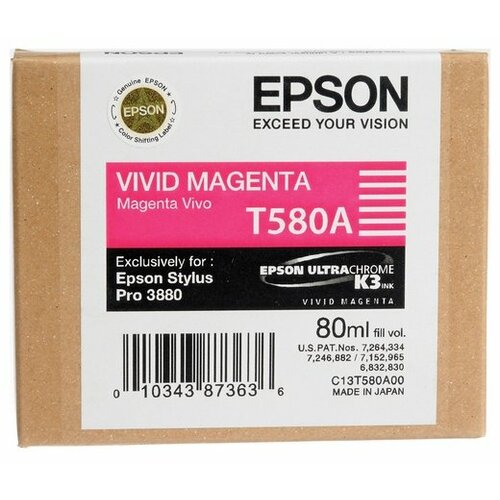 Epson Картридж оригинальный Epson C13T580A00 T580A насыщенный пурпурный 80 мл картридж epson t580a пурпурный [c13t580a00]