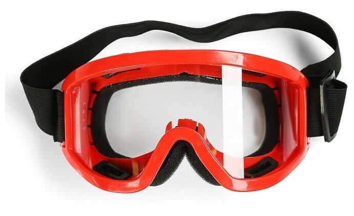 Очки-маска для езды на мототехнике КНР стекло прозрачное, цвет красный (3734826)
