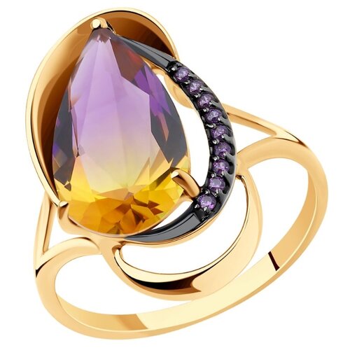 фото Sokolov кольцо из золота с ситалом синтетическим и фианитами 716000, размер 17