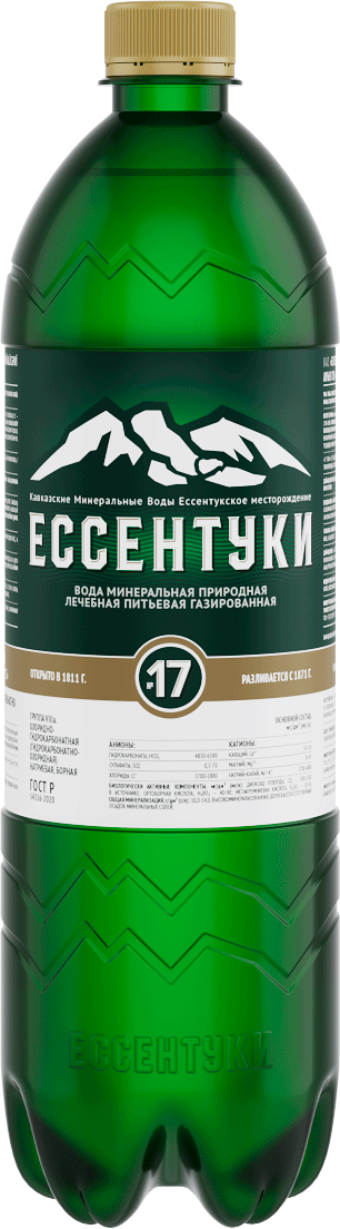 Вода минеральная Ессентуки №17 газированная, ПЭТ, 1 л