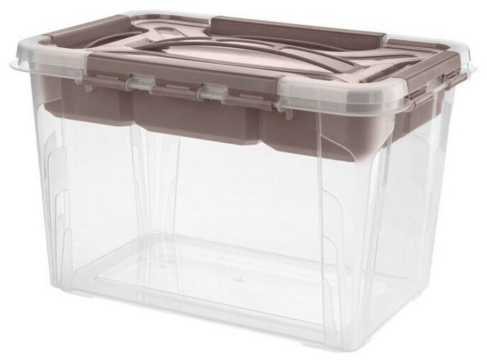 Ящик универсальный GRAND BOX, цвет коричневый, с замками и вставкой-органайзером, 6,65 л. - фотография № 8