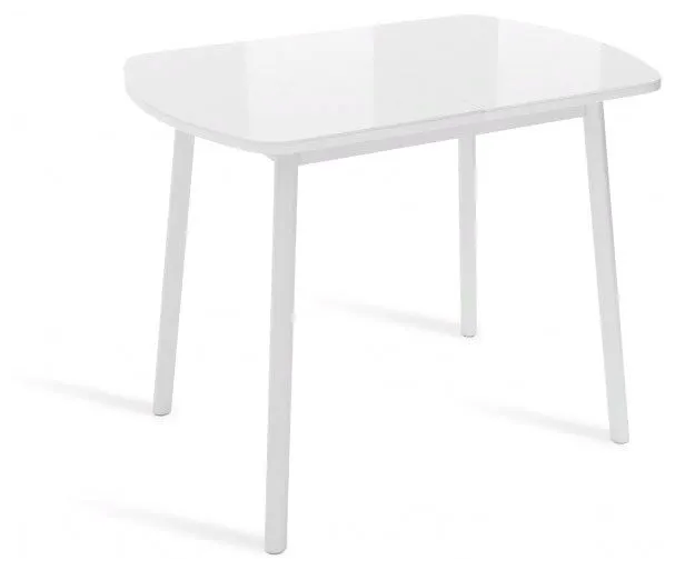 Стол раздвижной со стеклом, винер Mini Белый/Белый (940(1260)х640х750)