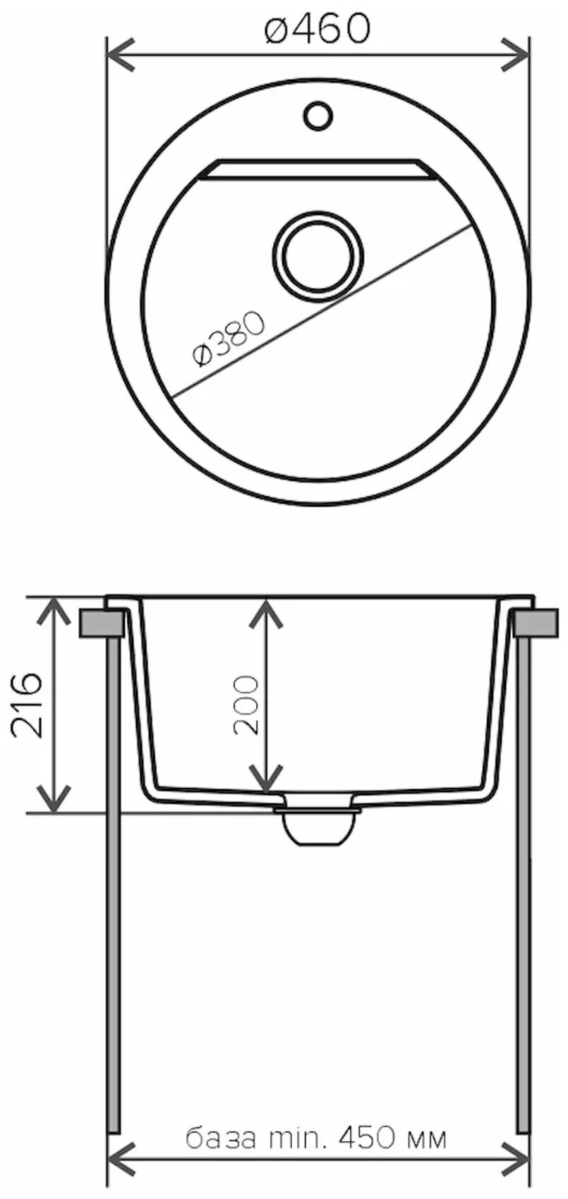 Мойка кухонная POLYGRAN Atol-460 Белый хлопок № 36 - фотография № 6