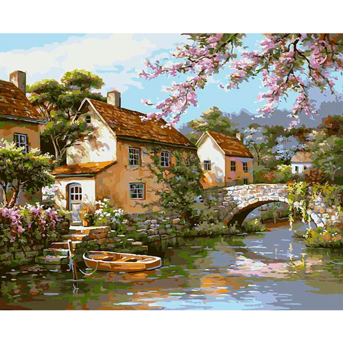 Белоснежка Картина по номерам Деревенька у канала (359-CG), 40 x 50 см, разноцветный