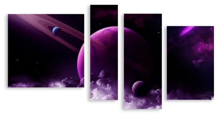 Модульная картина на холсте "Фиолетовый космос" 120x66 см