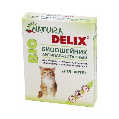 NATURA DELIX ошейник от блох и клещей Natura Delix Bio для котят и кошек, 35 см зоошампунь natura delix bio гипоаллергенный для кошек и котят 250 мл